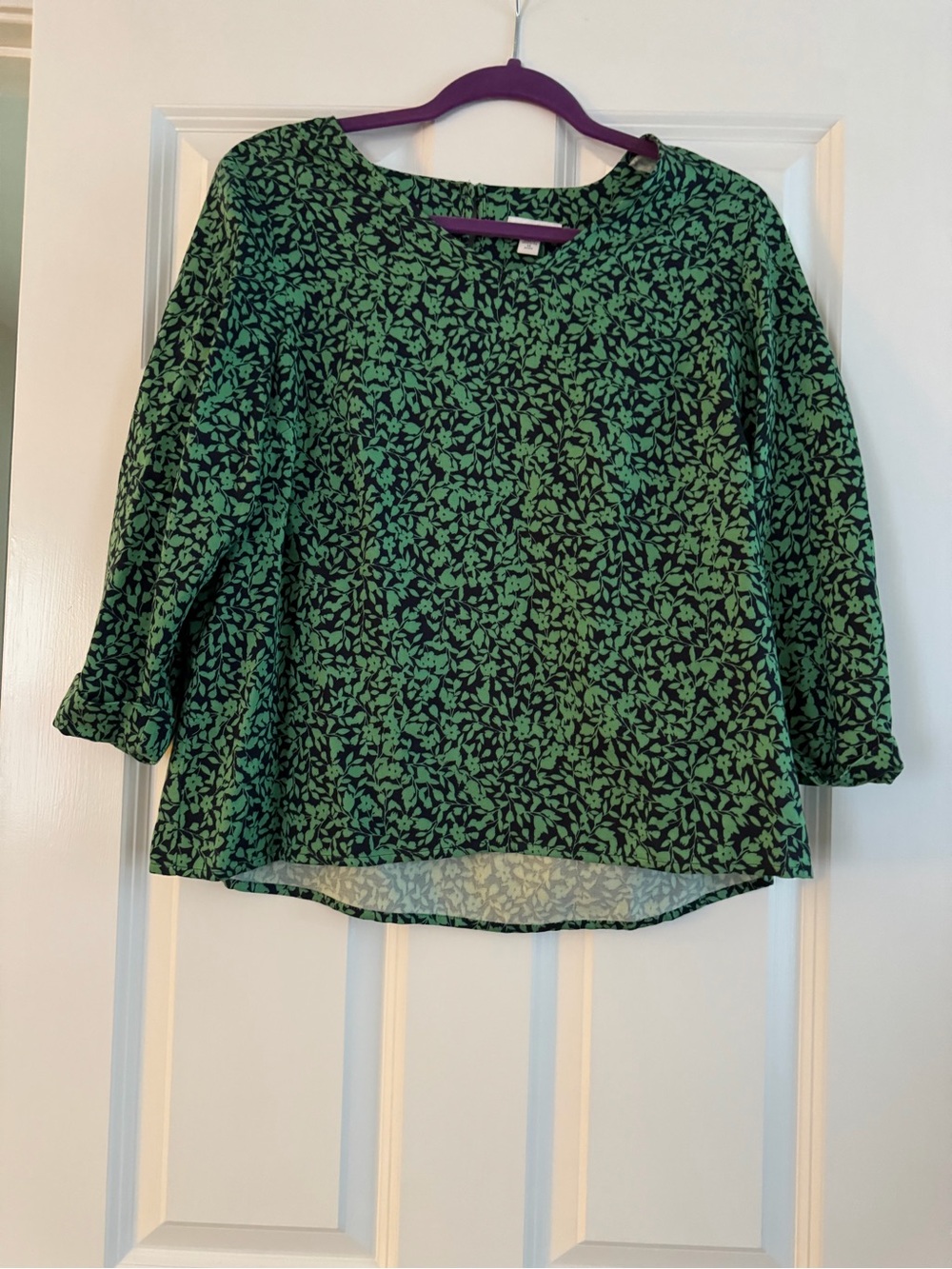 J. Jill Green and Black Leaf-Print Blouse